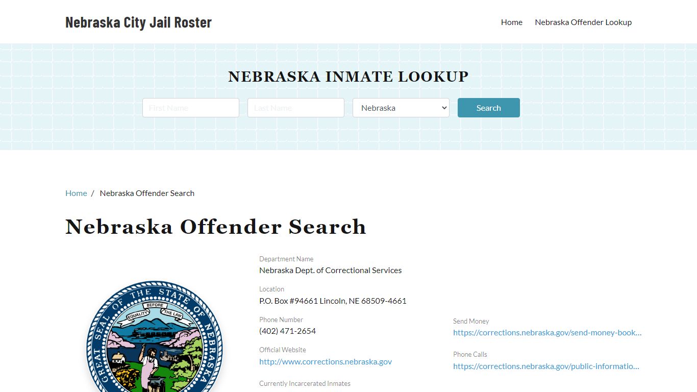 Nebraska Offender Lookup, City Jail Records Search
